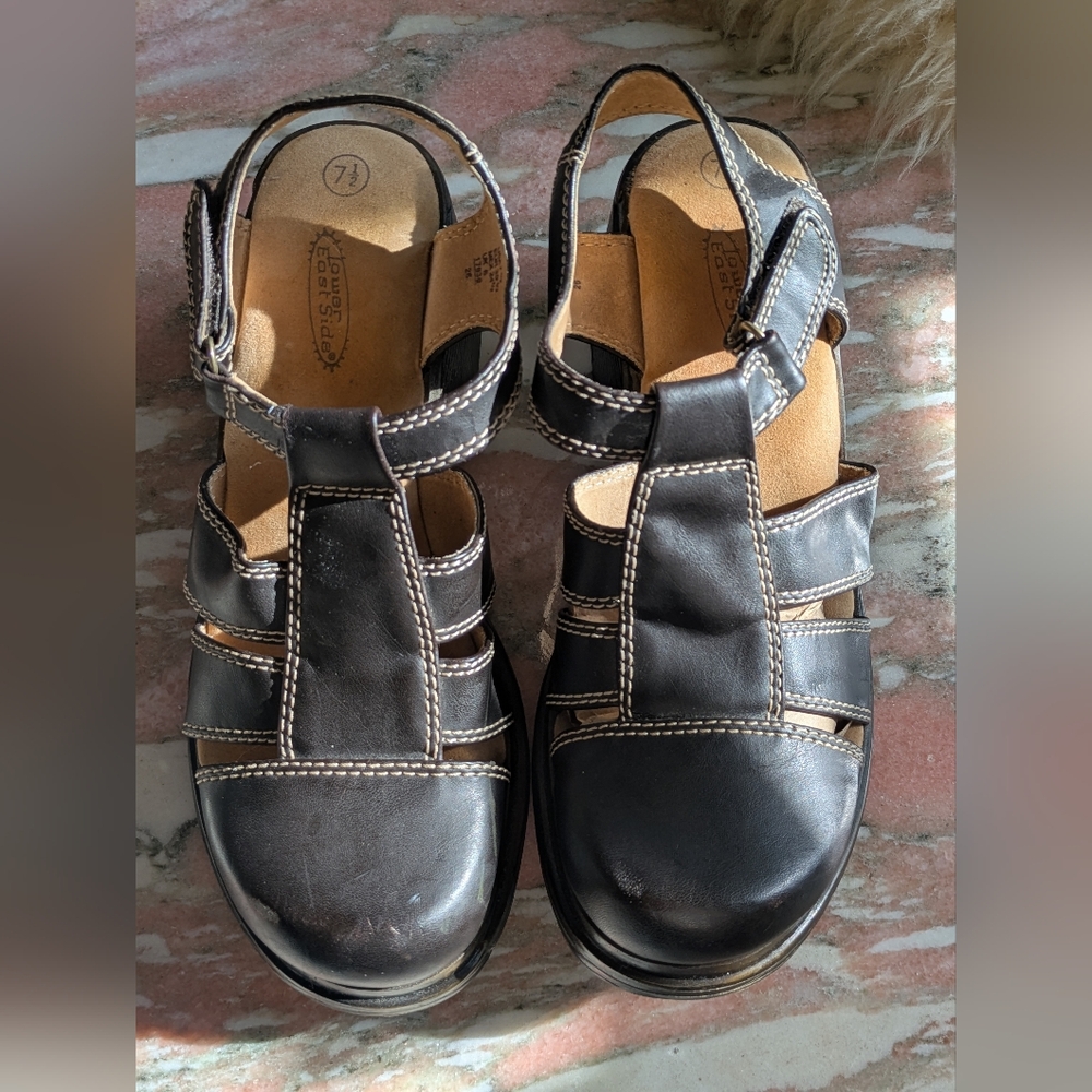 Y2K Lower East Side Strappy Brown Chunky Heel Sandals 7.5 Vintage Retro Street - Picture 8 of 9